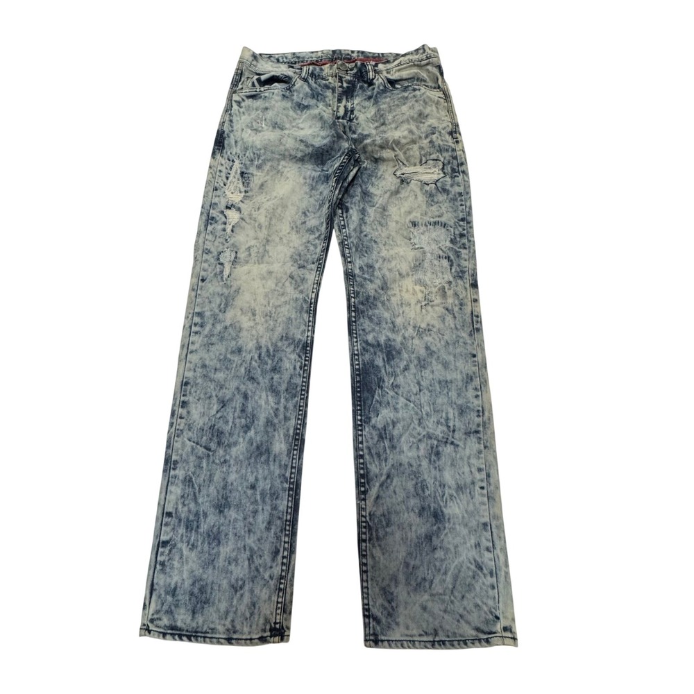 Jordan Craig Legacy Edition Mens Acid Wash Distressed Straight Jeans Blue 38x34